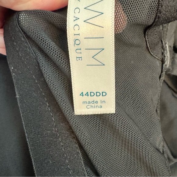 Cacique Swim Balconette Bathing Top Black Full‎ Bra Adjustable Tankini - Picture 7 of 8